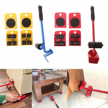 Load image into Gallery viewer, 5Pcs Furniture Lifter Sliders Kit Profession Heavy Furniture Roller Move Tool Set Wheel Bar Mover Device Max Up for 100Kg/220Lbs