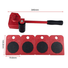 Load image into Gallery viewer, 5Pcs Furniture Lifter Sliders Kit Profession Heavy Furniture Roller Move Tool Set Wheel Bar Mover Device Max Up for 100Kg/220Lbs